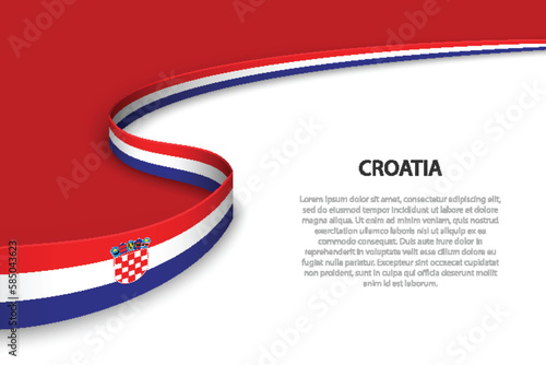 Fotografie Wave flag of Croatia with copyspace background