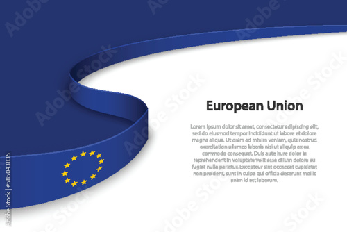 Wave flag of European Union with copyspace background