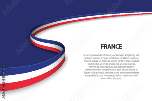 Wave flag of France with copyspace background