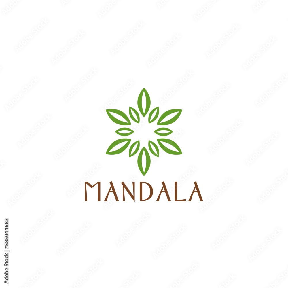 Mandala flower logo icon isolated on white background