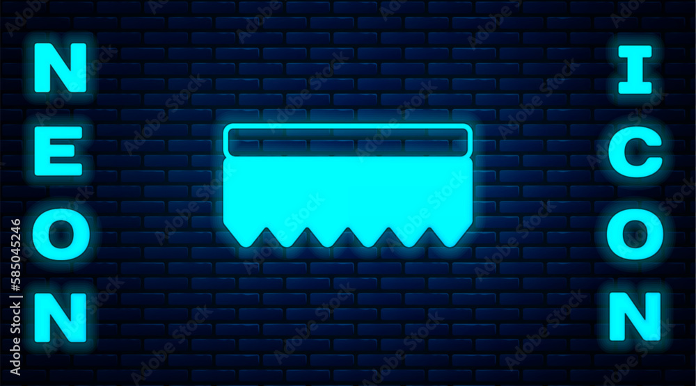 Glowing neon Sponge icon isolated on brick wall background. Wisp of bast for washing dishes. Cleaning service logo. Vector Glowing neon Sponge icon isolated on brick wall background. Wisp of bast for washing dishes. Cleaning service logo. Vector