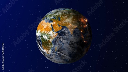 sunrise view from space on planet earth, 3d space scene © cdstock