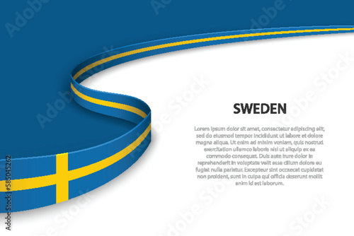 Wave flag of Sweden with copyspace background