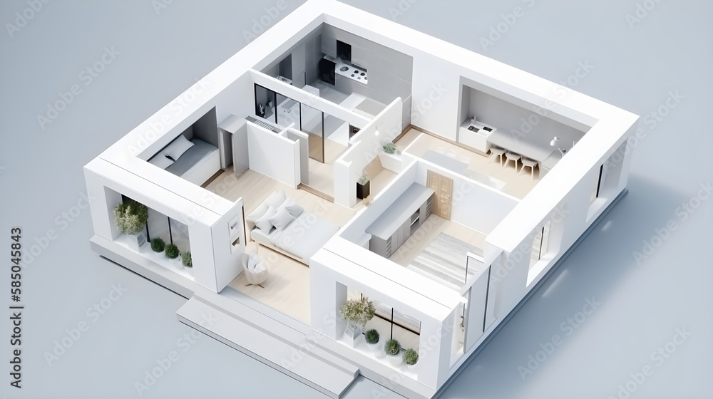 Illustration of a modern flat with state of the art interior design - Alternative 9 Illustration of a modern flat with state of the art interior design - Alternative 9
