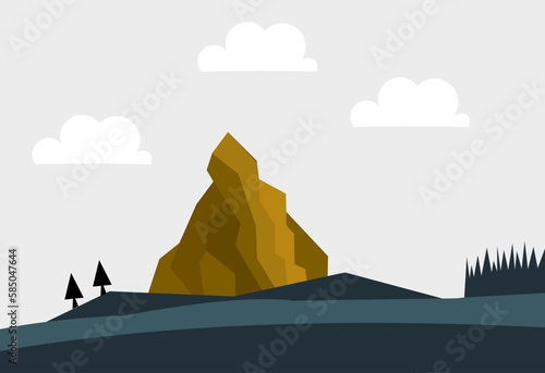 illustrations of cartoon mountain landscapes. Design element for poster  card  banner  flyer. Vector illustration