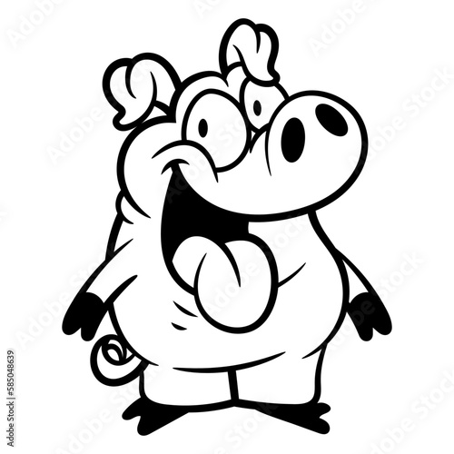 Cartoon illustration of Piggy Bank happy and smile. Best for outline, coloring book, and logo with savings theme for kids