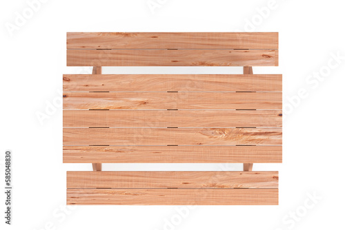 Slika na platnu Wooden Picnic Table with Benches Top View. 3d Rendering