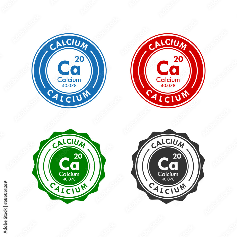 calcium icon set. vector illustration in 4 colors options for web design