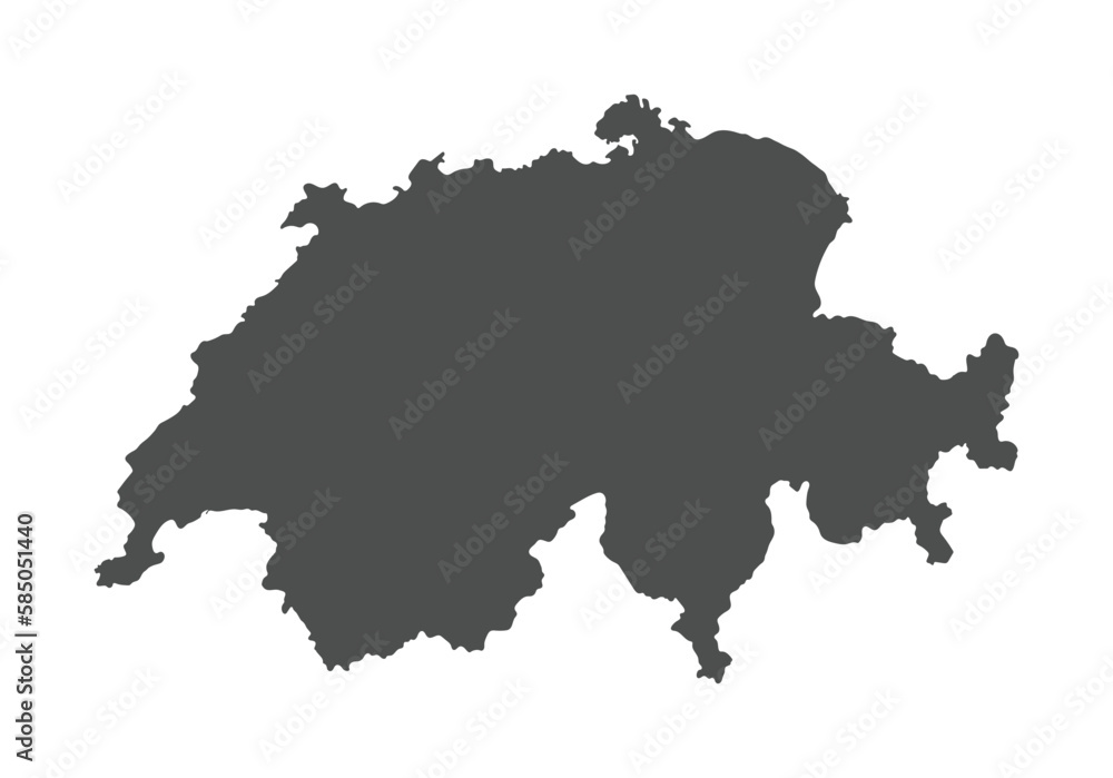 Swiss, Switzerland map with grey black color and white background 