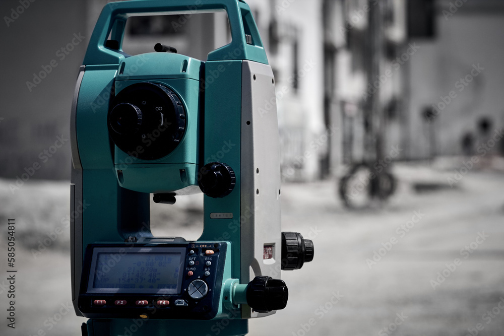 Theodolite instrument for measuring land angles during construction. Theodolite instrument for measuring land angles during construction.