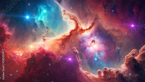 Beautiful nebula and star constellations in space, in 4K