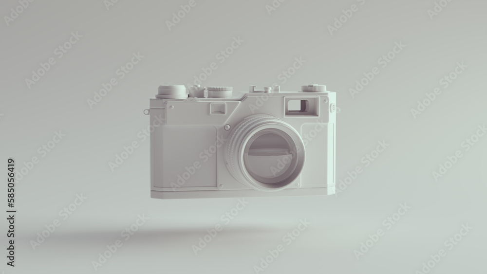 White Camera Retro Compact Photography Lens Film Equipment Focus Technology 3d illustration render digital rendering