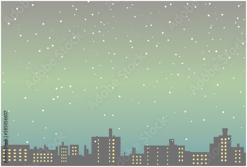 雪降る街のイラスト
