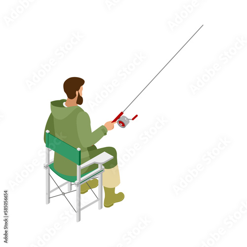 Fisherman Isometric Illustration