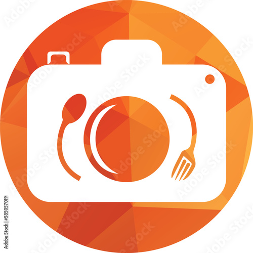 Food Photo vector logo template. This design use camera logo with plate, spoon and fork. Suitable for business, photograph, vlog