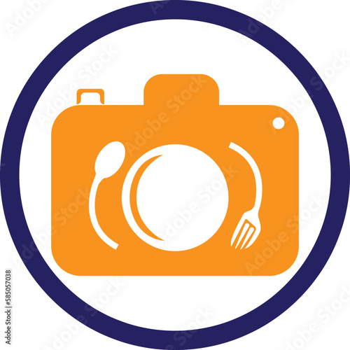 Food Photo vector logo template. This design use camera logo with plate, spoon and fork. Suitable for business, photograph, vlog