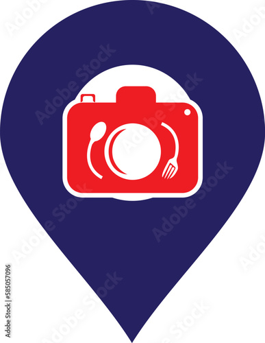 Food Photo vector logo template. This design use camera logo with plate, spoon and fork. Suitable for business, photograph, vlog