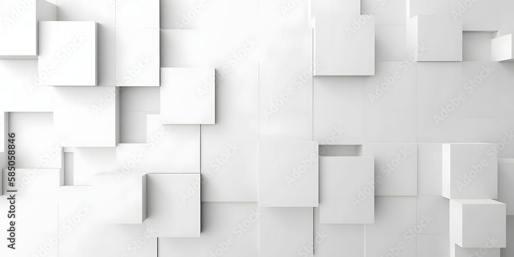 Random shifted white cube boxes block background wallpaper banner with copy space Random shifted white cube boxes block background wallpaper banner with copy space
