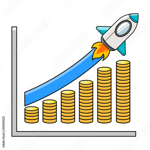 Profit increased with coin chart . Business growth chart.