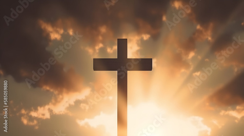 religious concept,The cross of God in the rays of the sun