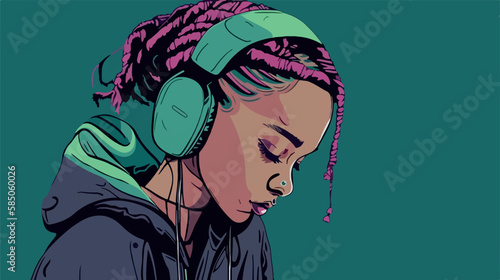 Sad depressed black woman. Vector illustration of cartoon character grieving. Girl having a rough time. Negative emotions. Unhappy figure, sorrow. Lady heartbroken by a breakup. Lonely solitude Hoodie
