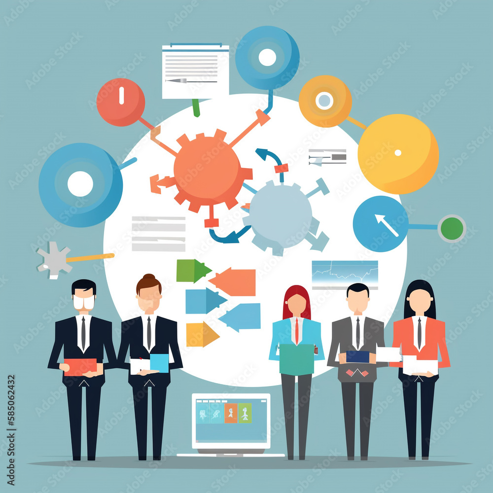 business person with network icons business person with network icons