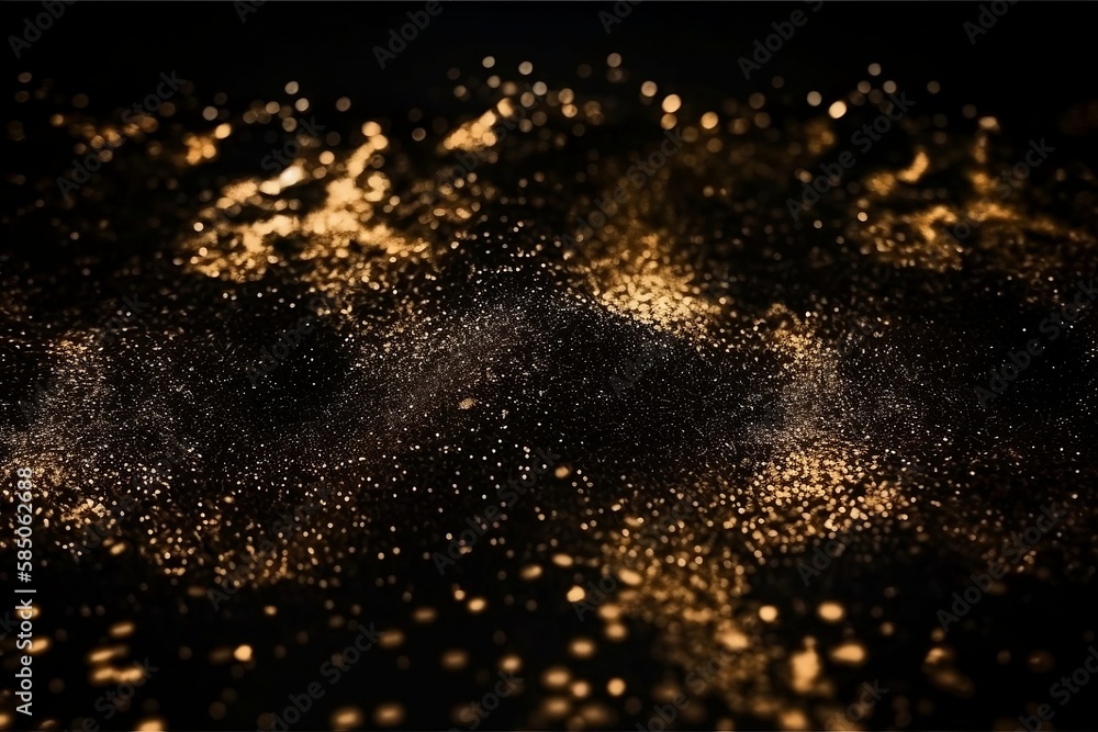 Abstract Black and Gold Background. Black and Golden Illustration with Shining Light Effects