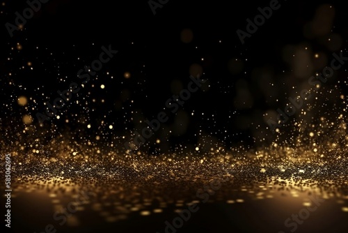 Abstract Black and Gold Background. Black and Golden Illustration with Shining Light Effects