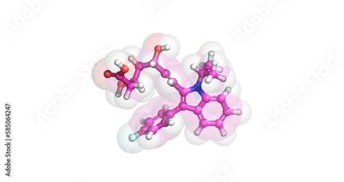 Fluvastatin  (Lescol, Canef, Vastin), anticholestrol drug 3D molecule 4K  photo