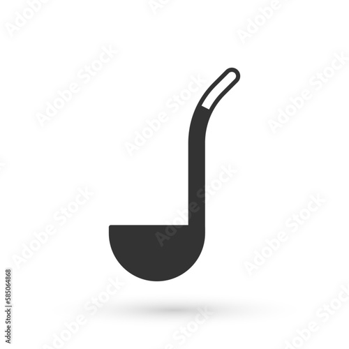Grey Kitchen ladle icon isolated on white background. Cooking utensil. Cutlery spoon sign. Vector