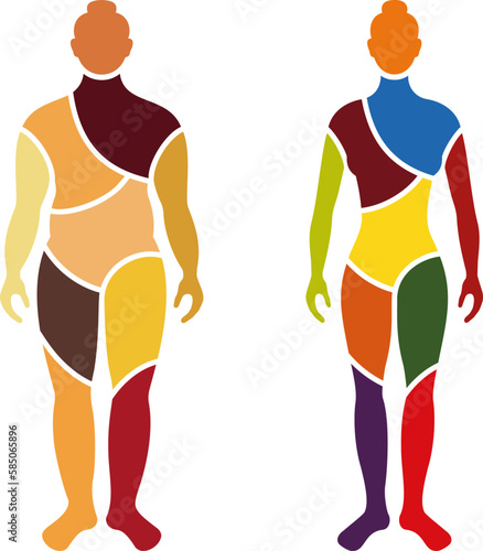 Silhouettes of woman slim and fat. Vector illustration.