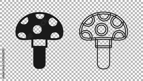 Black Psilocybin mushroom icon isolated on transparent background. Psychedelic hallucination. Vector