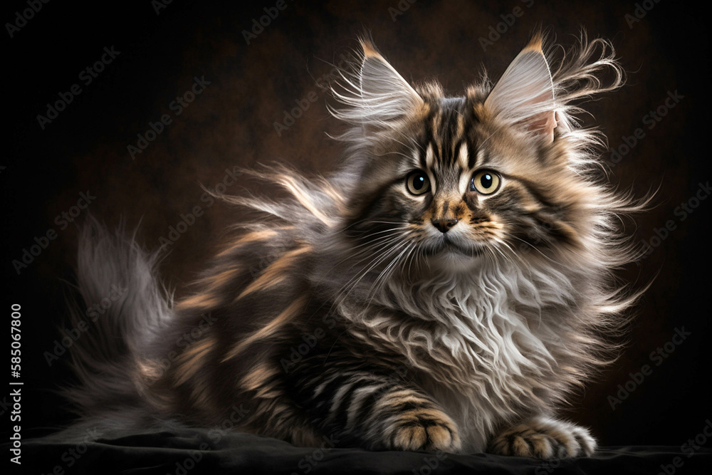 Majestic American Bobtail Breed Cat on Dark Background - Unique Personality and Appearance