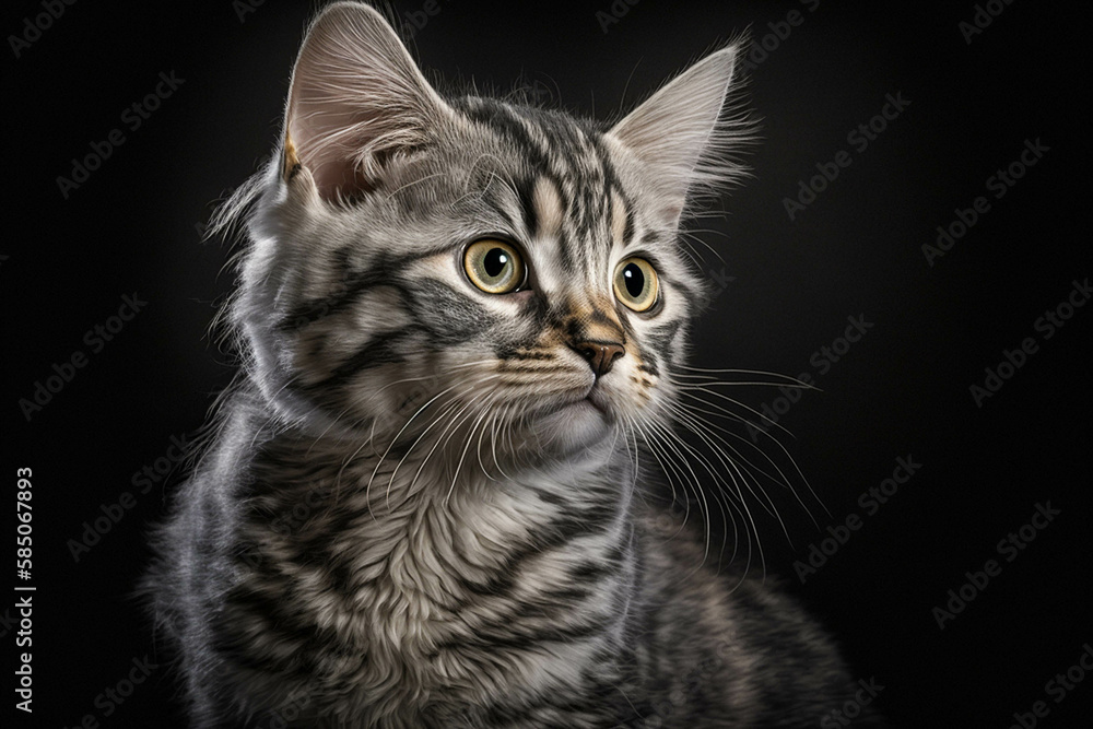 Magnificent American Shorthair Cat on Dark Background - Admire the Charm of this Classic Breed