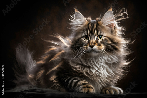 Majestic American Bobtail Breed Cat on Dark Background - Unique Personality and Appearance