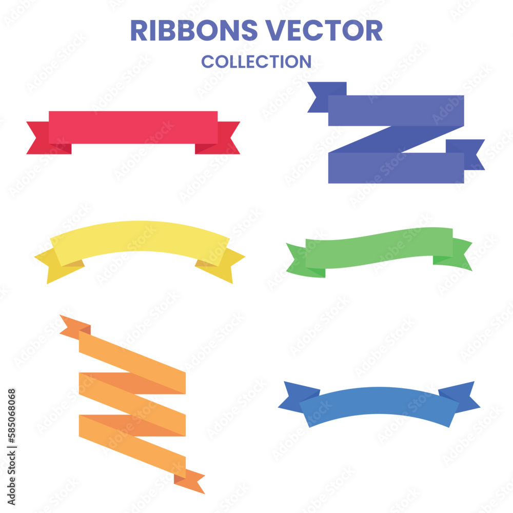 Set of colorful ribbons illustrations. Colorful Vector Ribbon Banners collection. Banner ribbon vector set