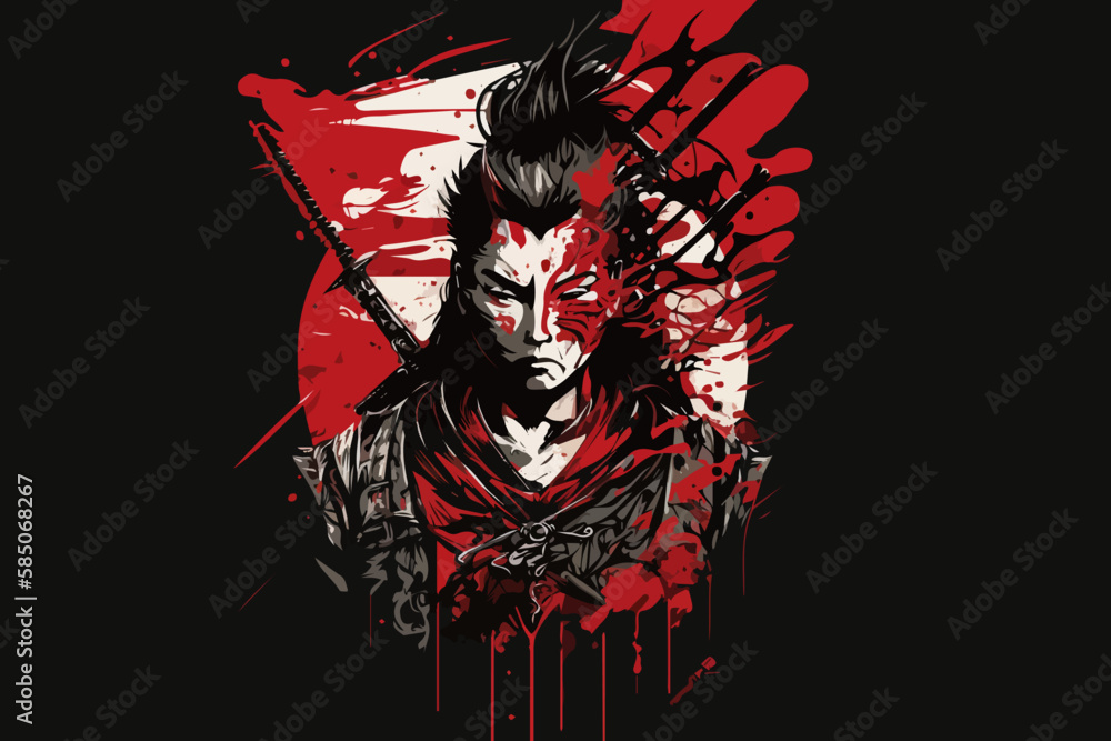 Man samurai vector illustration for t-shirt design Man samurai vector illustration for t-shirt design