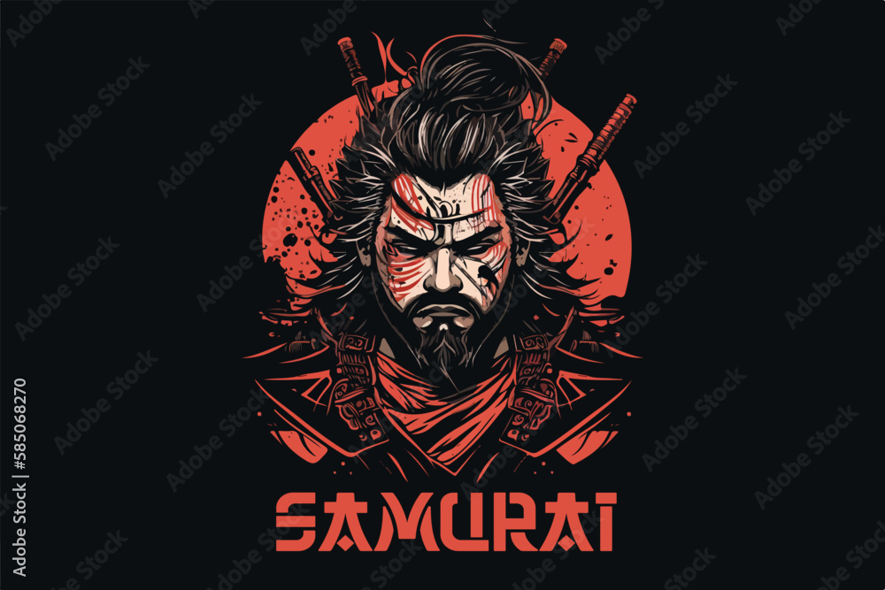 Man samurai vector illustration for t-shirt design Man samurai vector illustration for t-shirt design