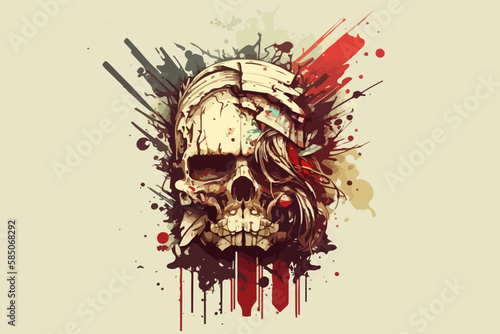 Skull samurai vector illustration for t-shirt design