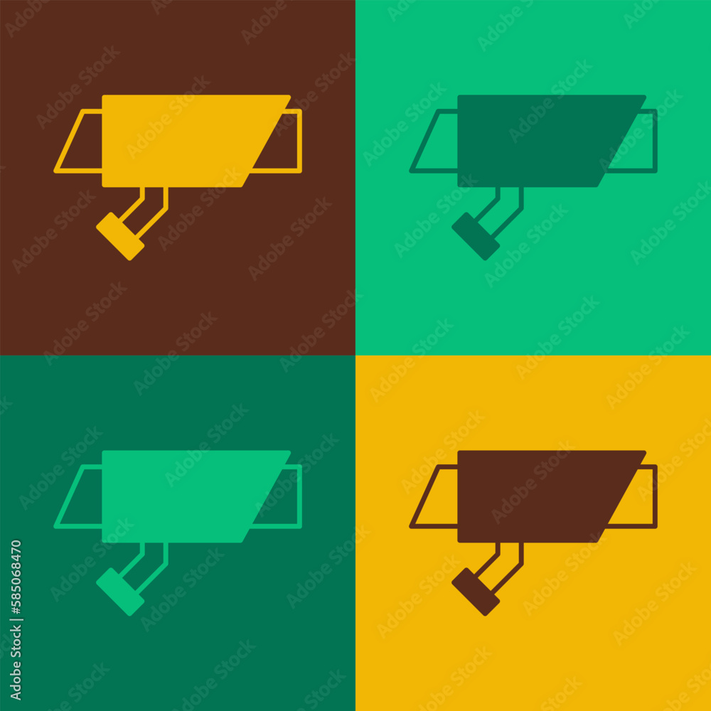 Pop art Security camera icon isolated on color background. Vector Pop art Security camera icon isolated on color background. Vector