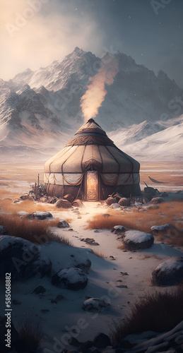 sunset over the volcano