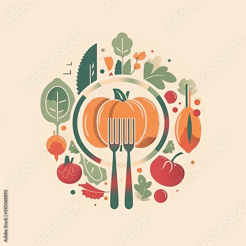 Food from farm to table concept logo - Generative AI