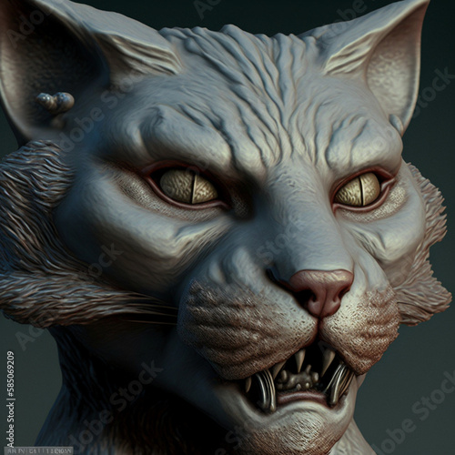 Cat monster, intricate details,4D shadowing