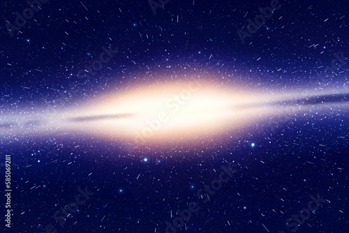 Bright galaxy in outer space. Stars in fast motion. Cosmic background