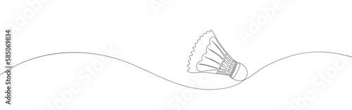 Badminton shuttlecock. One line art. Playing badminton. Sports equipment. Hand drawn vector illustration.