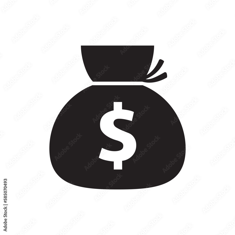 Money Bag icon in trendy flat style isolated on black background. Clock icon page symbol for your website design Calender icon logo, app, UI. Vector illustration calender icon, EPS10. Money Bag icon in trendy flat style isolated on black background. Clock icon page symbol for your website design Calender icon logo, app, UI. Vector illustration calender icon, EPS10.