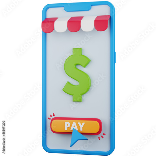 3D Icon Illustration Payment Via Smartphone