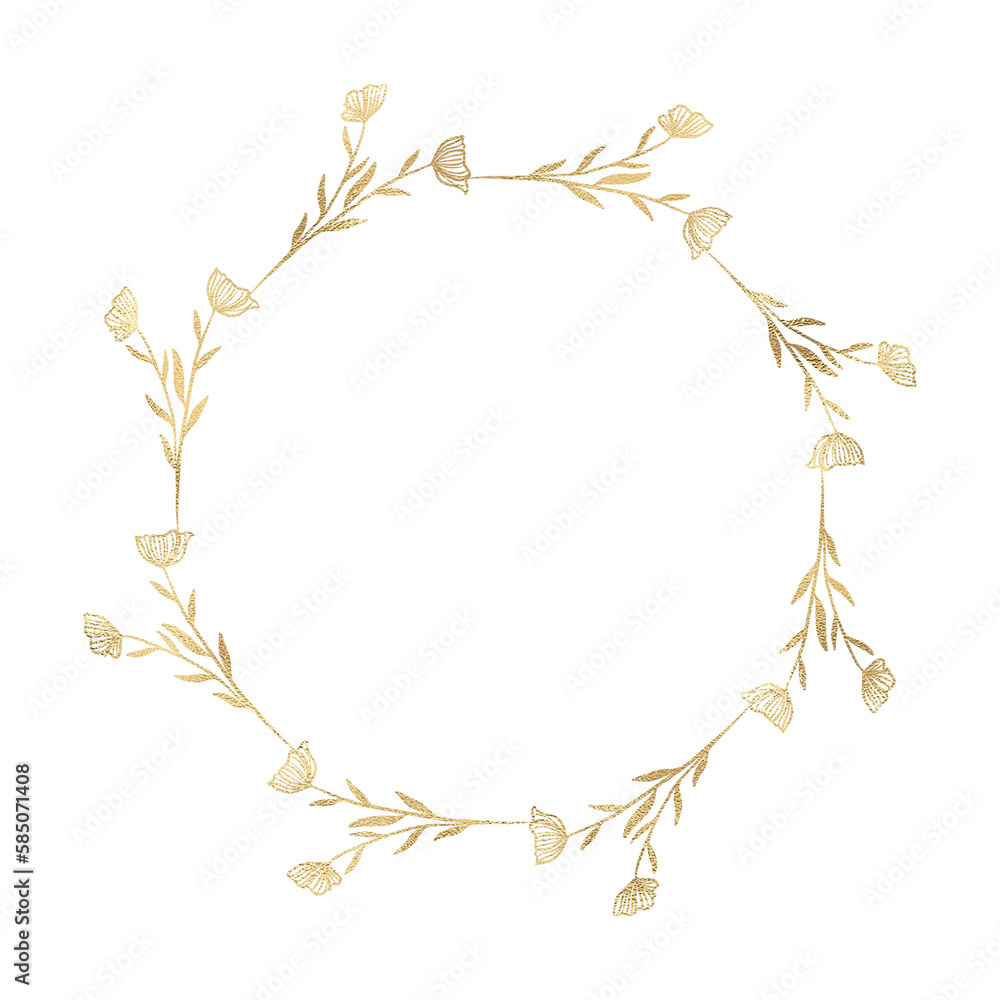 Floral gold wreath illustration Floral gold wreath illustration