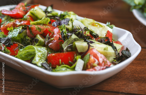 vegetable salad, fresh vegetables, zucchini and tomatoes