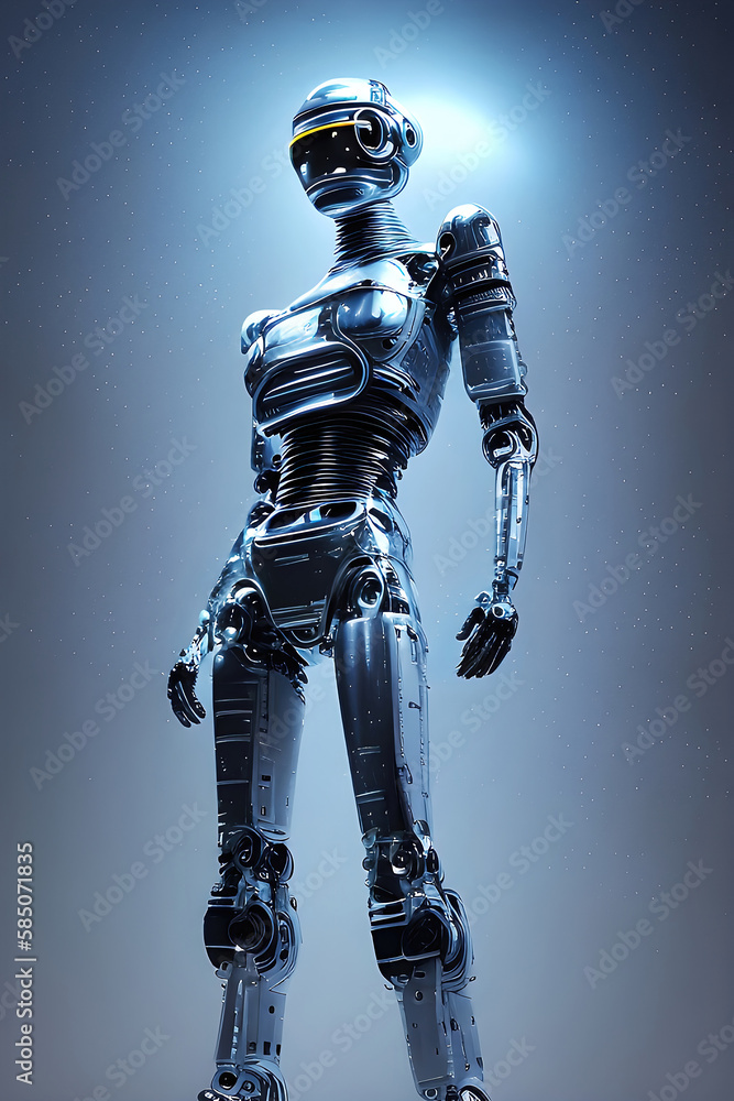 Futuristic robot, technology background with white realistic robot Ai cybernetics concept, created with generative Ai technology. Futuristic robot, technology background with white realistic robot Ai cybernetics concept, created with generative Ai technology.
